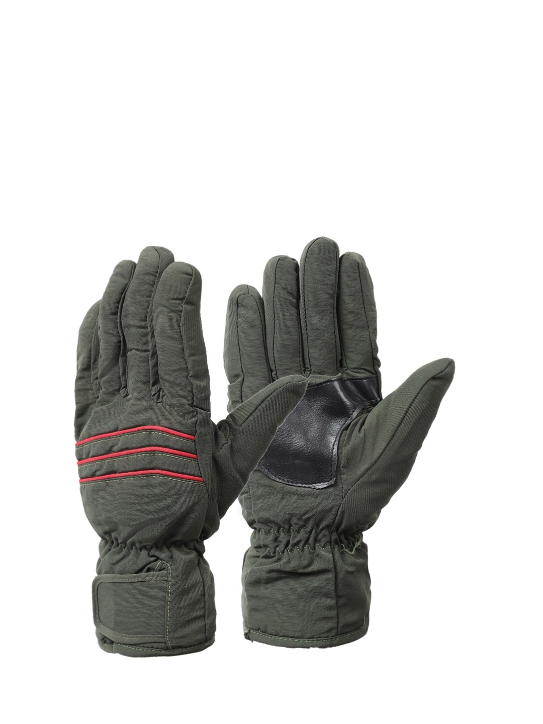 

ELLIS Unisex Olive Green Striped Hand Gloves