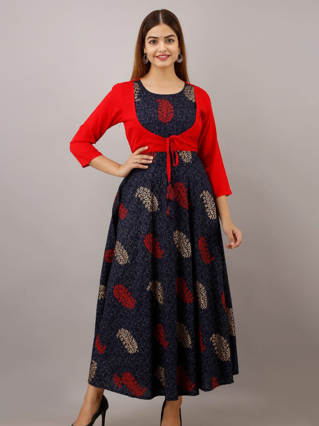 

PURSHOTTAM WALA Blue Ethnic Motifs Maxi Dress