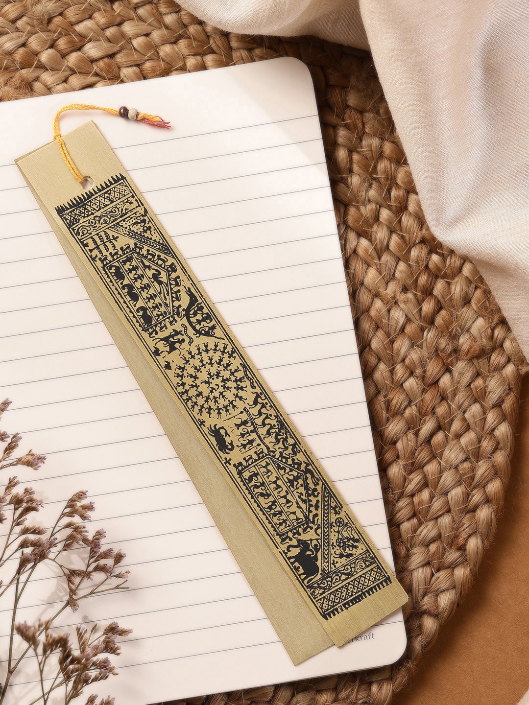 

Taavi Jute Tribal Print Bookmark, Black