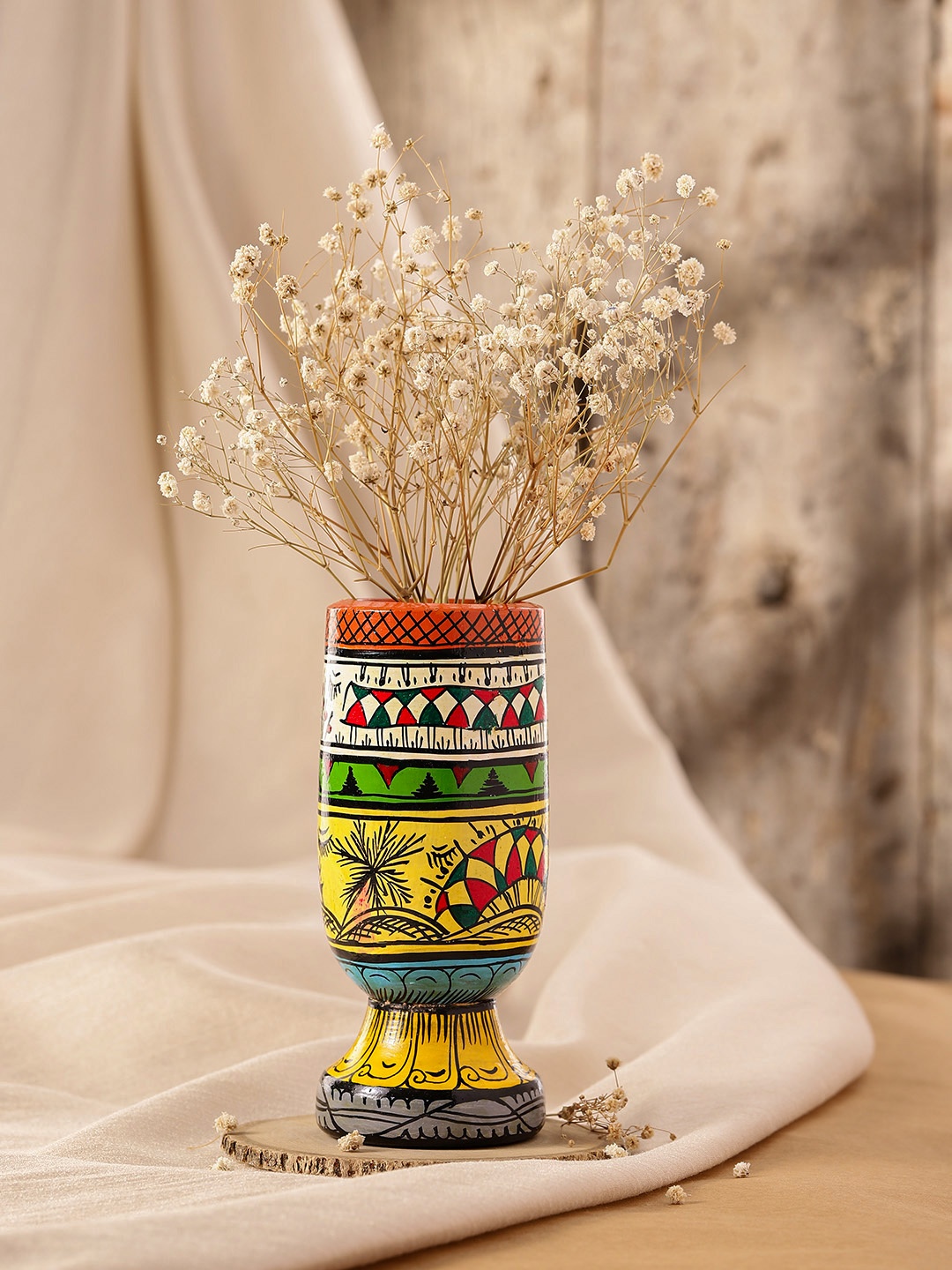 

Taavi Yellow & Blue Tribal Printed Pen Holder