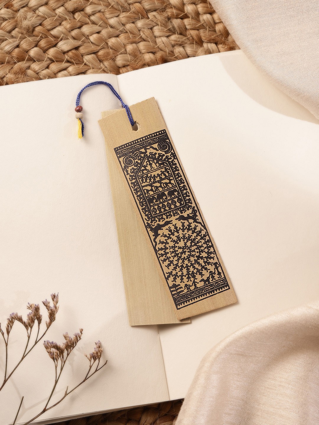 

Taavi Jute Tribal Print Bookmark, Black