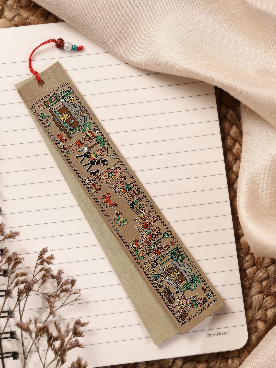 

Taavi Jute Tribal Print Bookmark, Multi