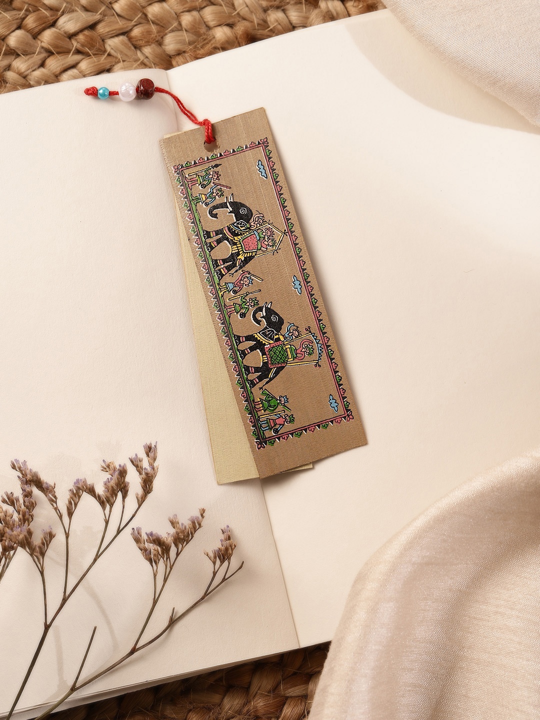 

Taavi Jute Tribal Print Bookmark, Multi