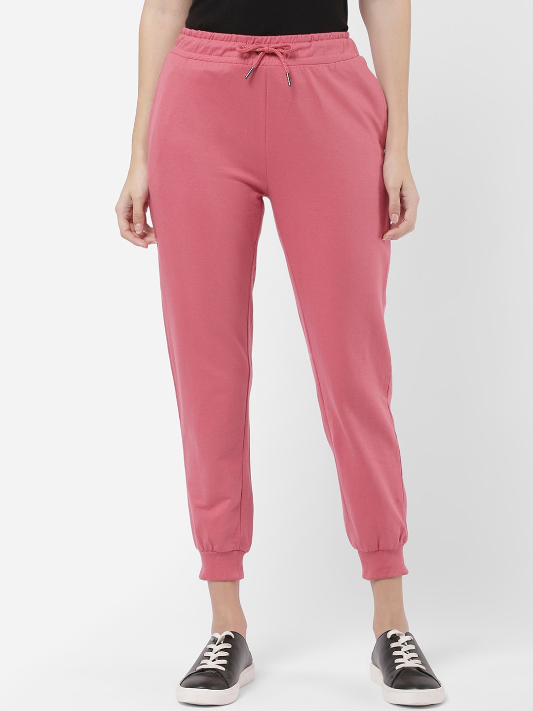 

R&B Women Pink Solid Cotton Joggers