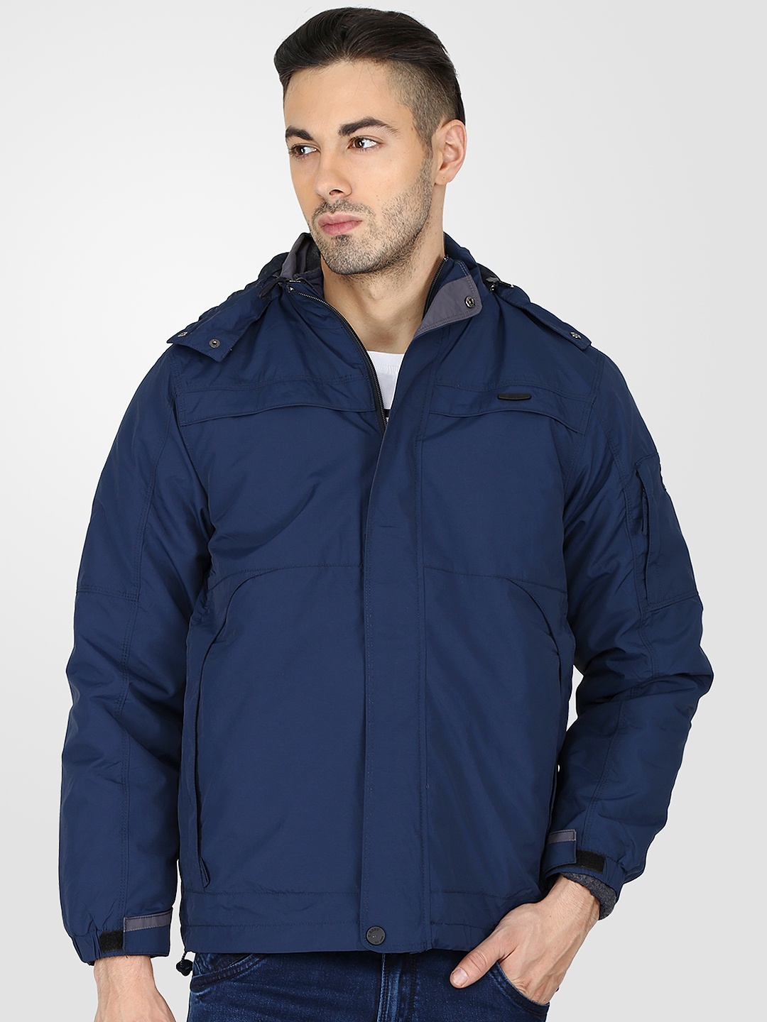 

t-base Men Navy Blue Solid Tailored Jacket