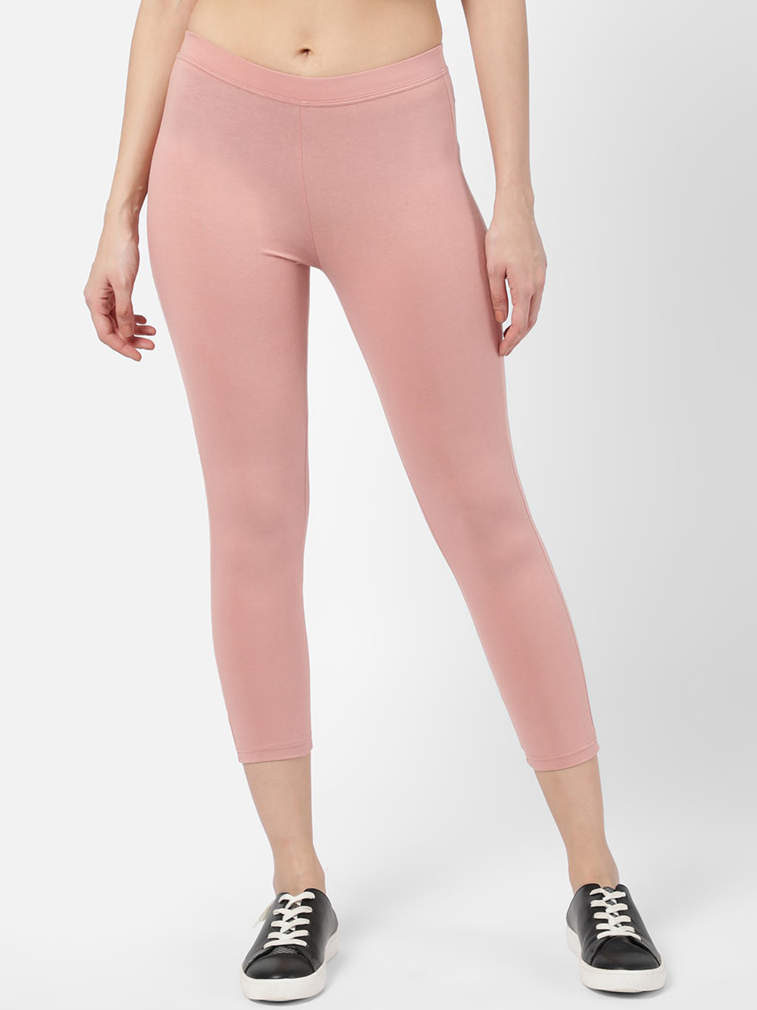 

R&B Women Pink Solid Ankle- Length Legging