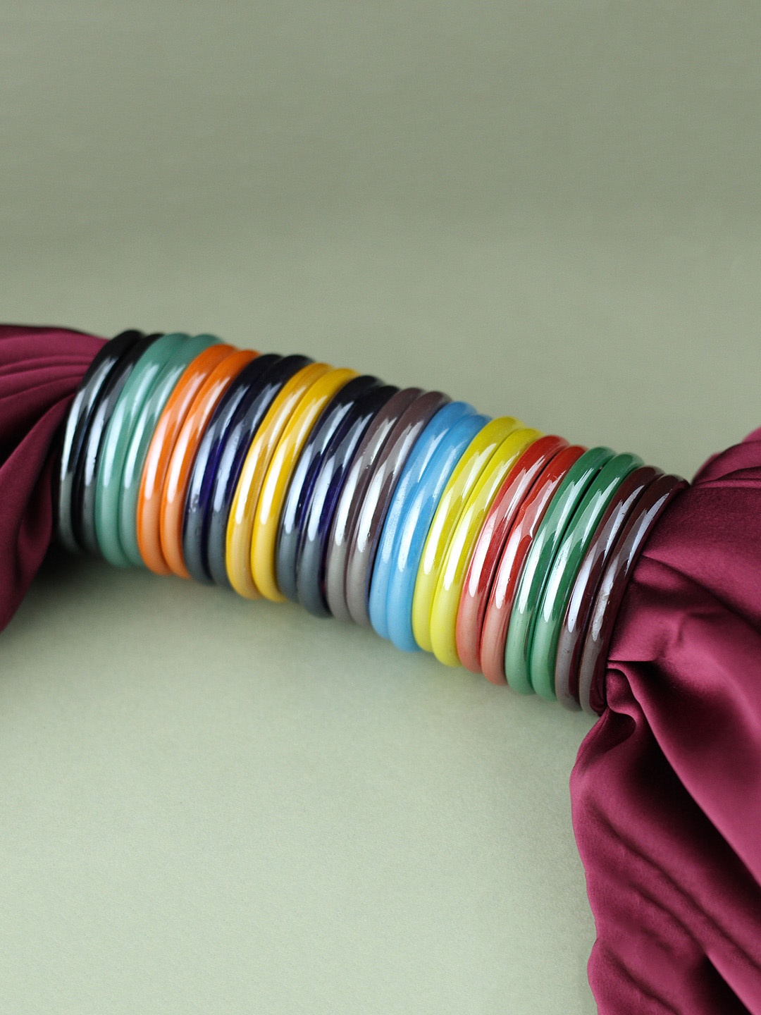 

Mallepula Set Of 12 Blue & Green Aquamarine Stone Bangles