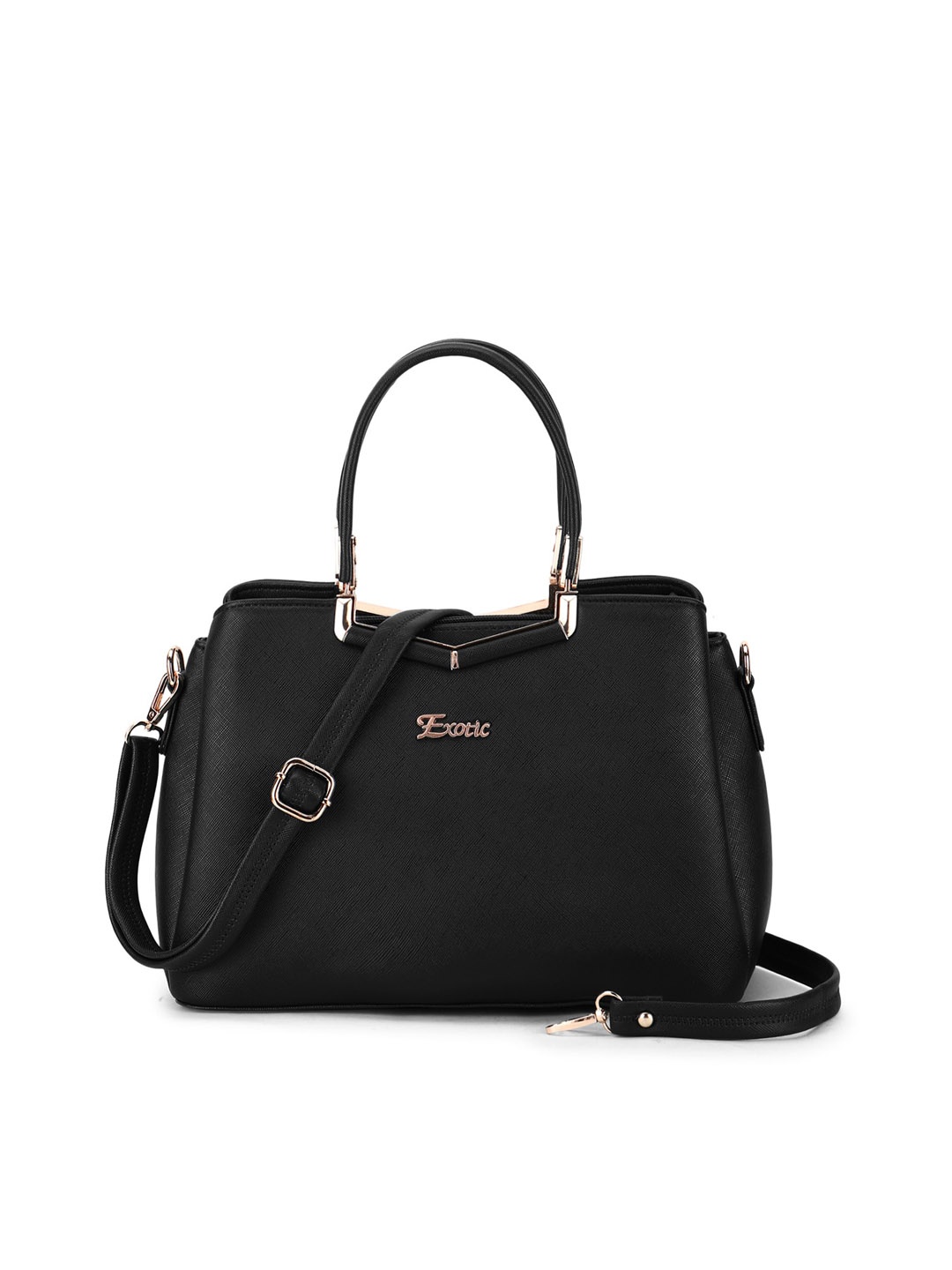 

Exotic Black PU Structured Handheld Bag