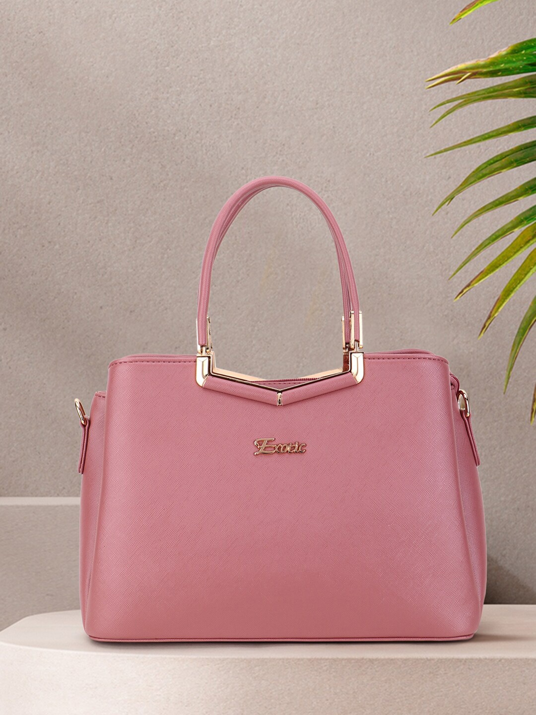 

Exotic Pink PU Structured Handheld Bag