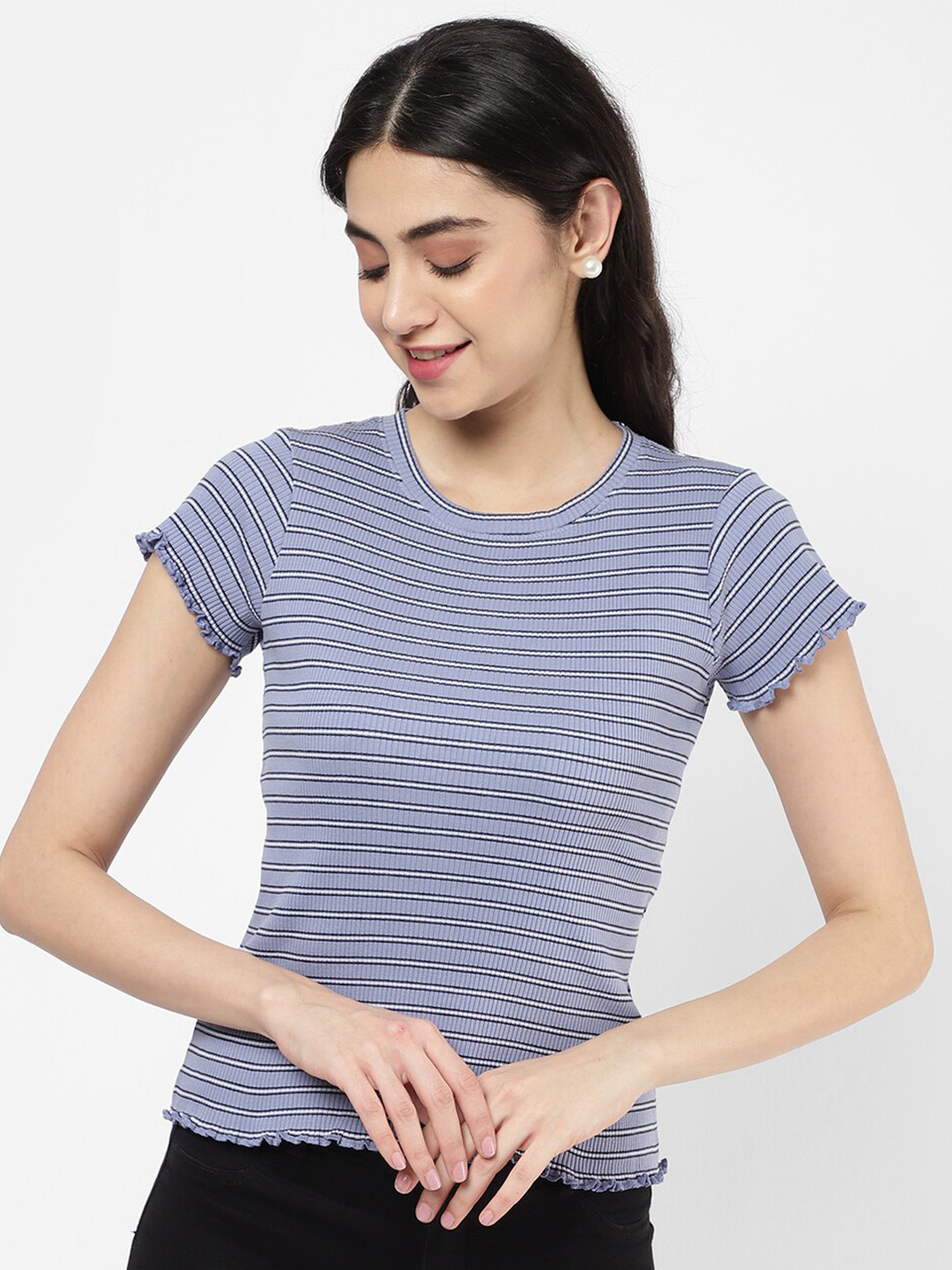 

R&B Blue Striped Pure Cotton Top