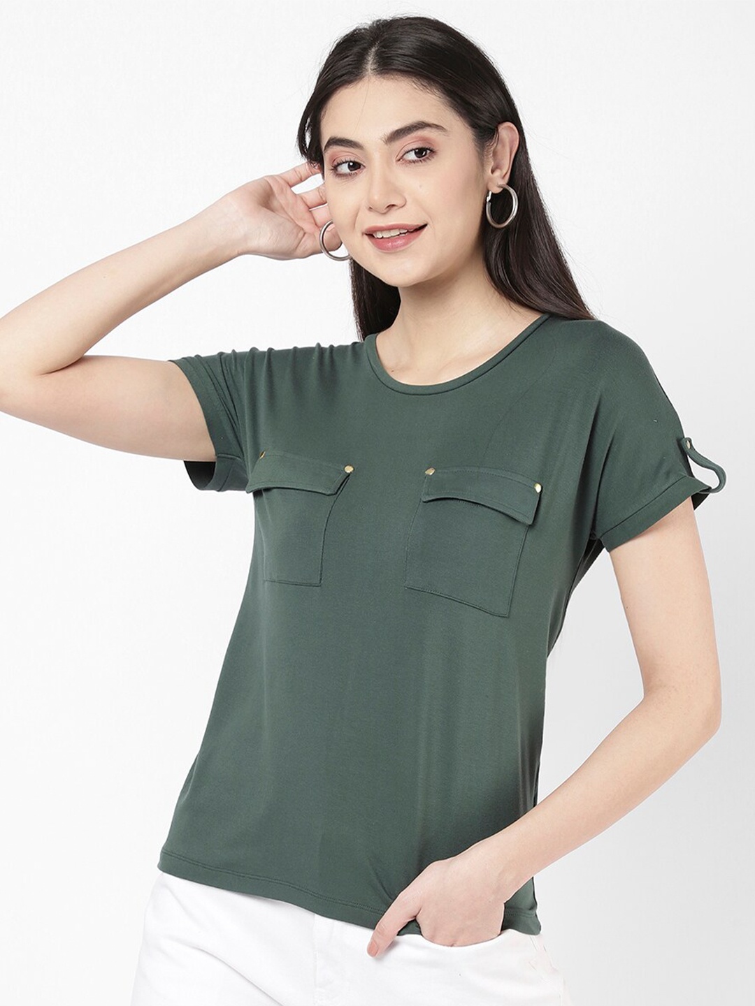 

R&B Women Green Solid Top