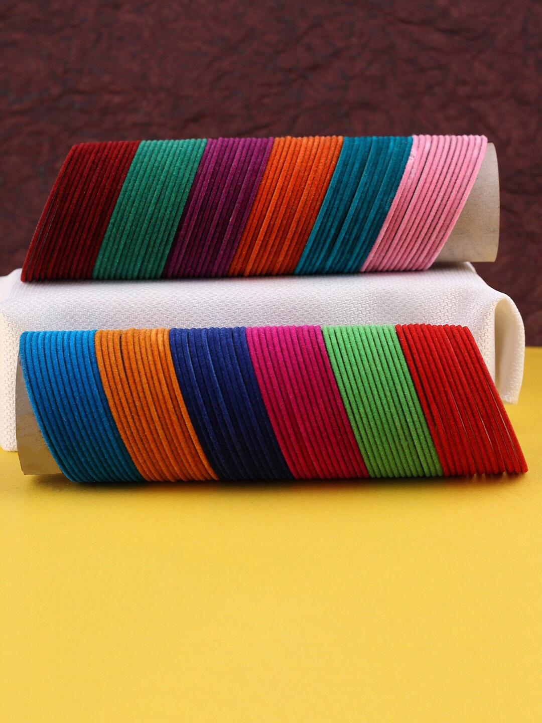 

Mallepula Set Of 6 Glass Bangles, Red