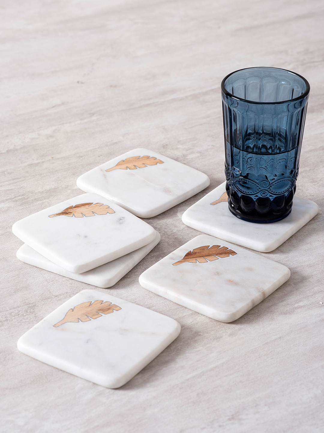 

nestroots Set Of 6 White Solid Square Shaped Coasters