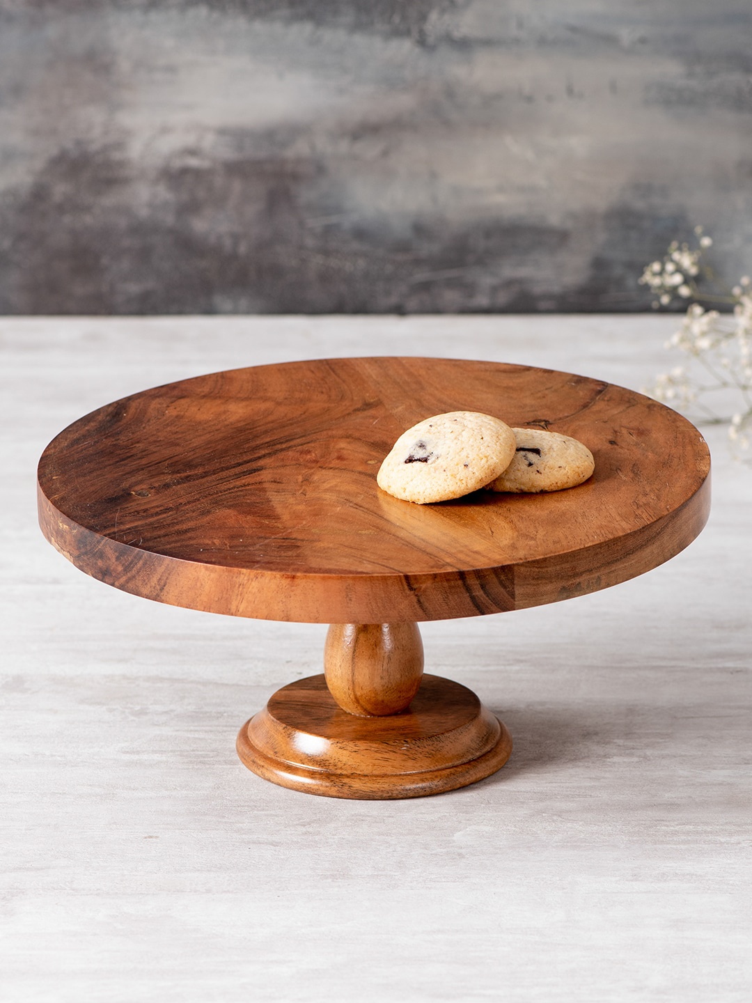 

nestroots Brown Solid Wooden Cake Stand