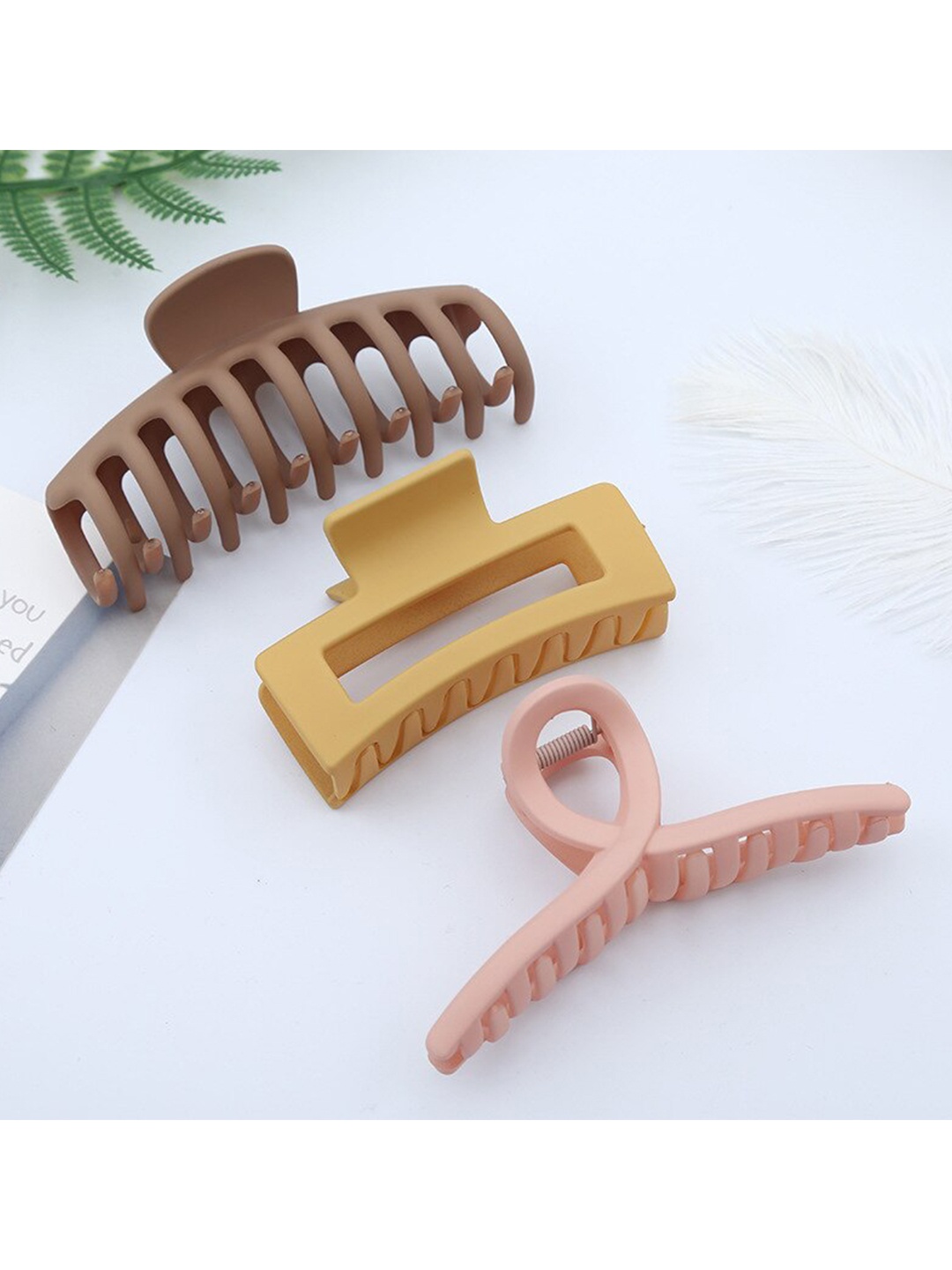 

FIMBUL Women Set of 3 Matte Claw Clips, Brown