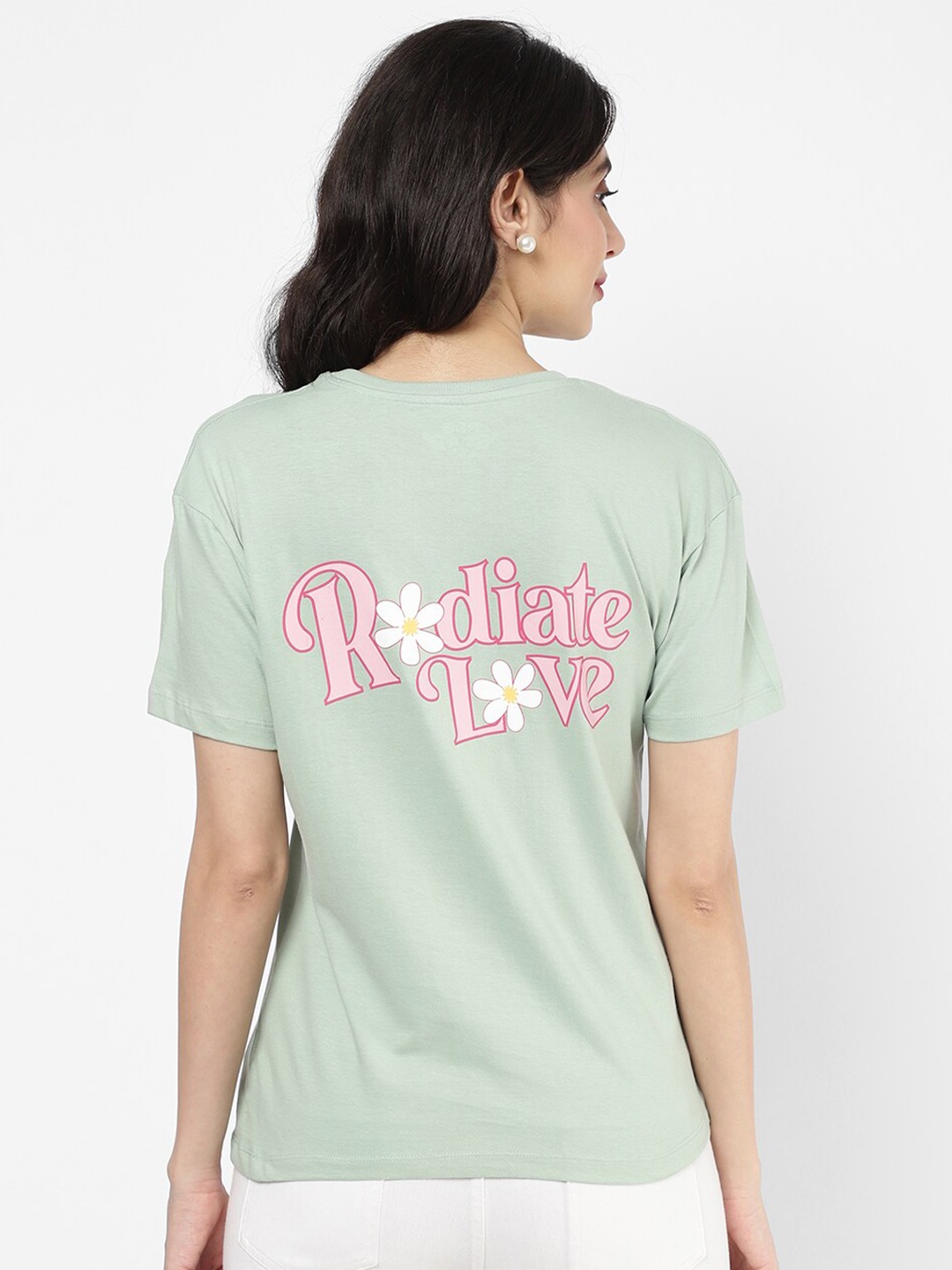 

R&B Women Green Typography Printed T-shirt