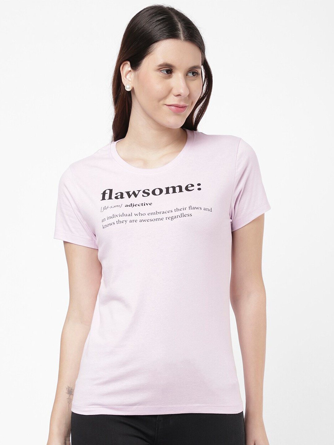 

R&B Women Purple Typography Printed T-shirt
