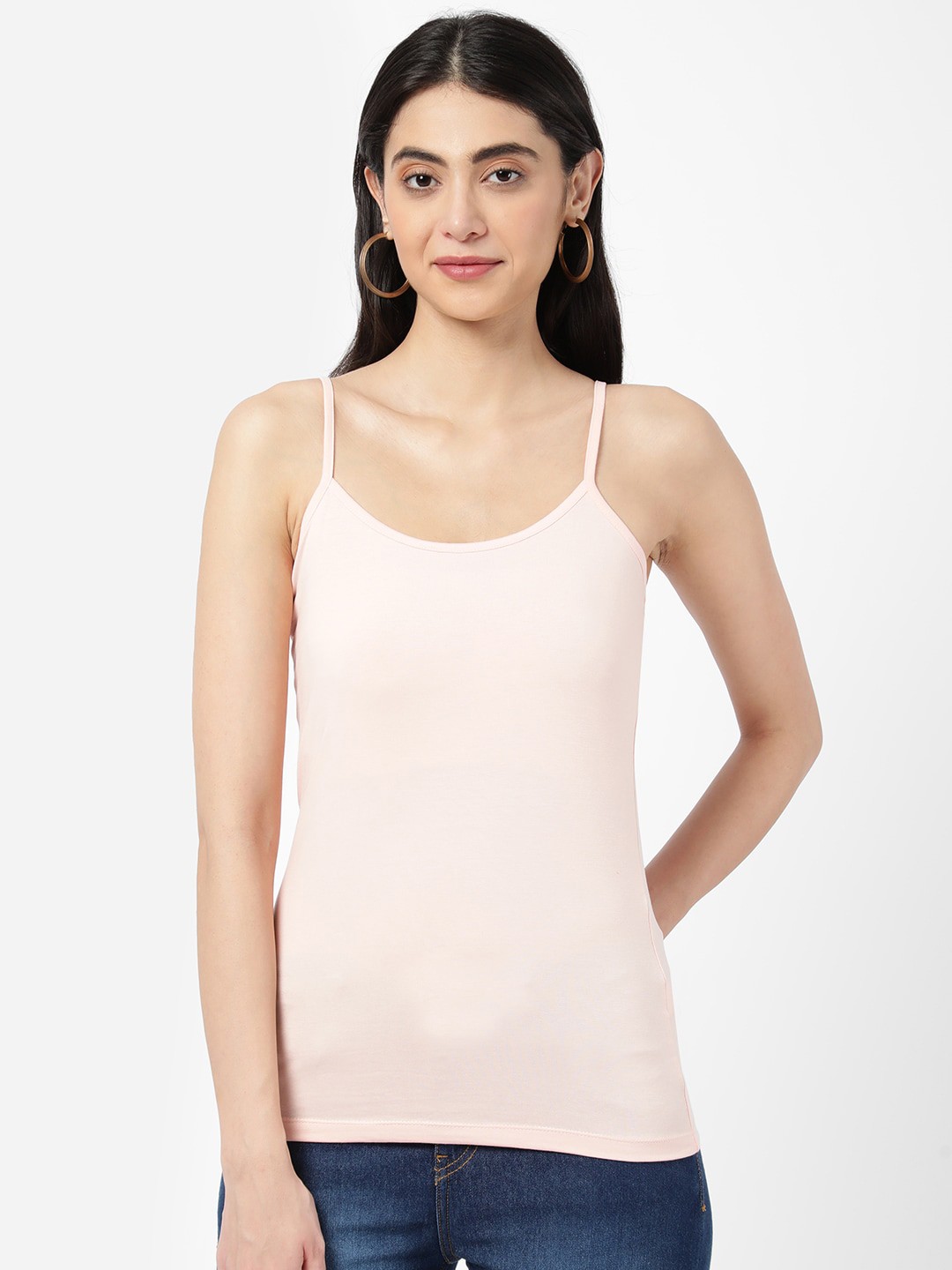 

R&B Women Pink Solid Non-Padded Cotton Camisoles