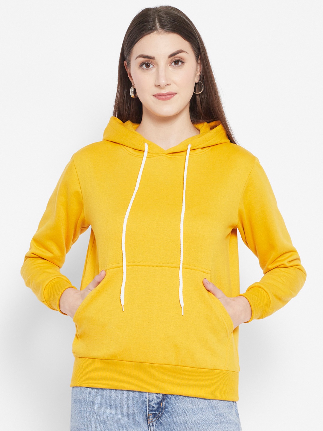 

Popster Women Mustard Hooded Sweatshirt