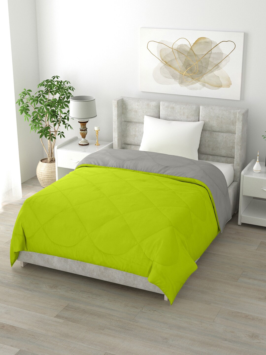 

Clasiko Green & Grey Solid Mild Winter 200 GSM Reversible Single Bed Comforter
