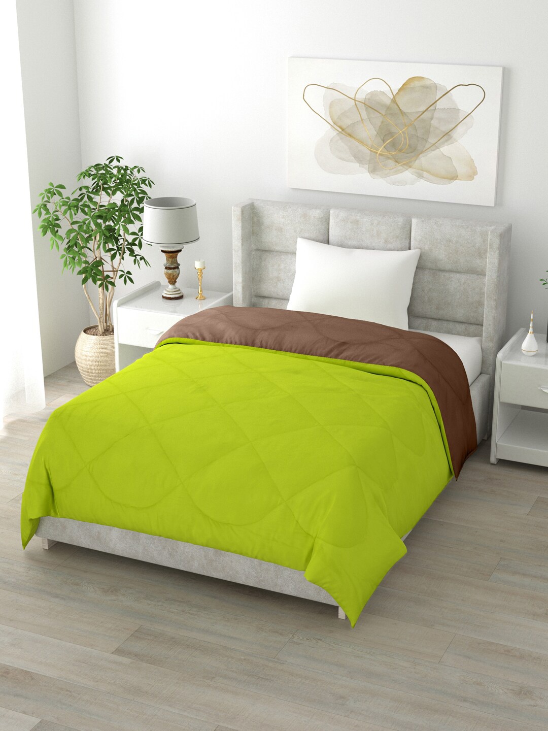 

Clasiko Green & Brown Solid Mild Winter 200 GSM Reversible Single Bed Comforter