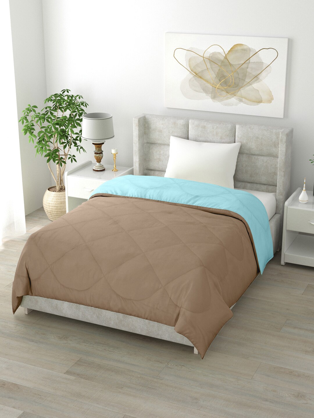

Clasiko Turquoise Blue & Taupe Mild Winter Single Bed Comforter