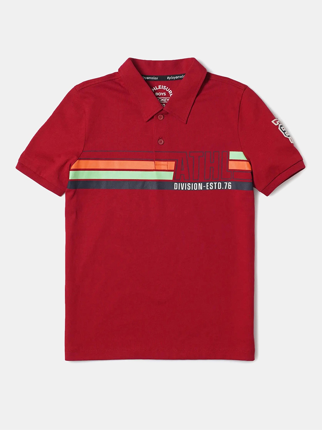 

Jockey Boys Super Combed Cotton Rich Graphic Printed Half Sleeve Polo Tshirt - AB39, Red