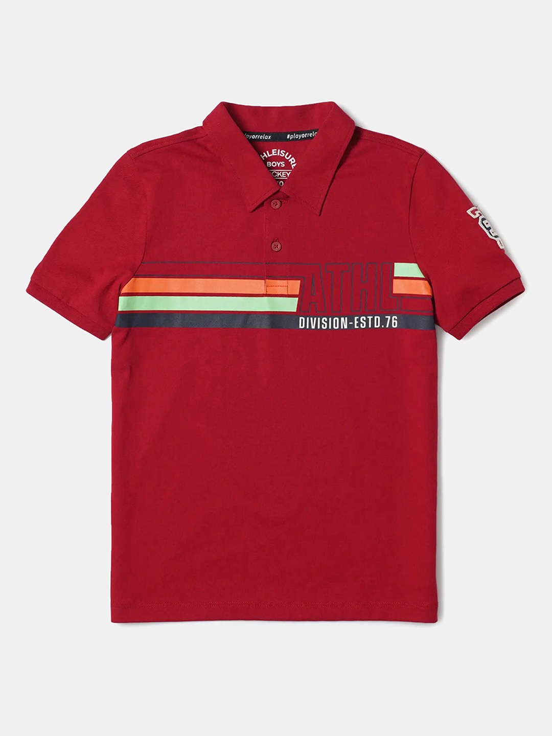 

Jockey Boys Super Combed Cotton Rich Graphic Printed Polo T-shirt - AB39, Red