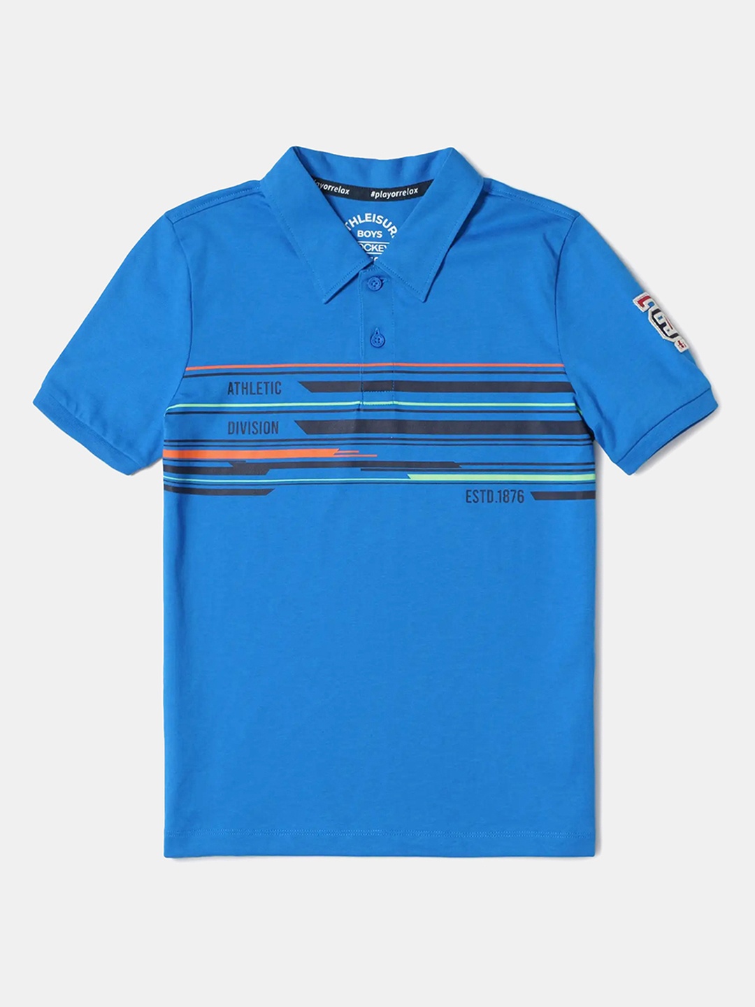 

Jockey Boy Super Combed Cotton Graphic Printed Half Sleeve Polo Tshirt-AB39, Blue