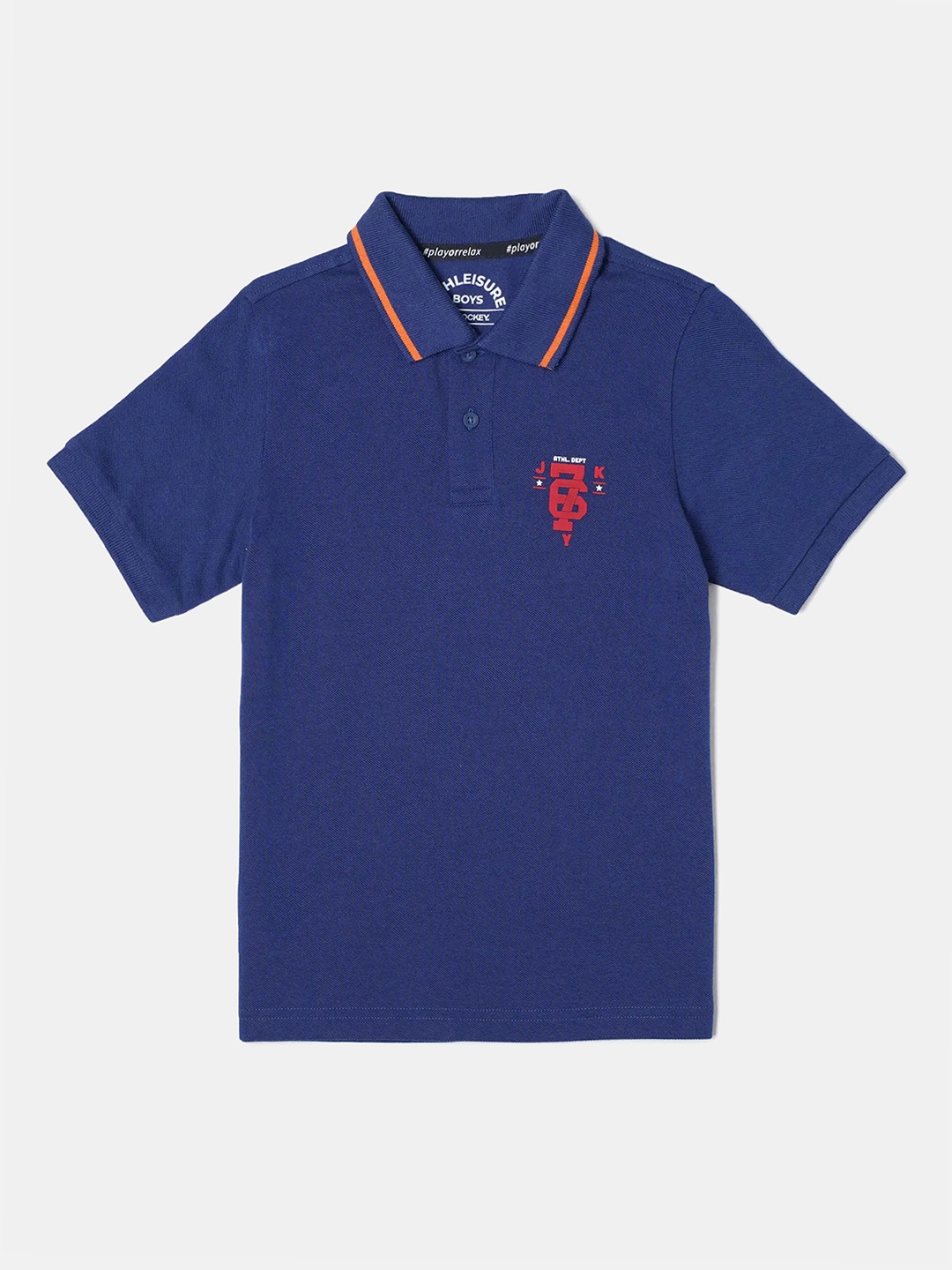 

Jockey Boys Super Combed Cotton Graphic Printed Polo Tshirt-AB24, Blue