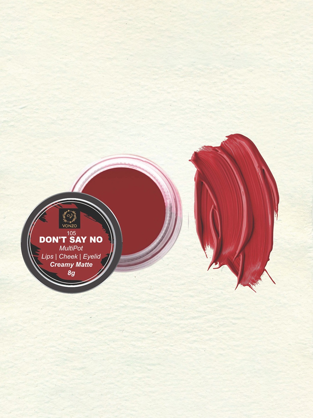 

VONZO Creamy Matte Lip Cheek & Eyelid MultiPot Tint 8g - Don't Say No 105, Red