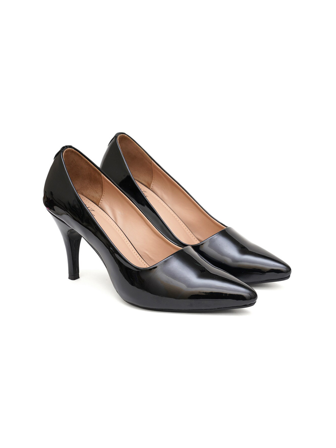 

SHUZ TOUCH Black Solid Stiletto Pumps