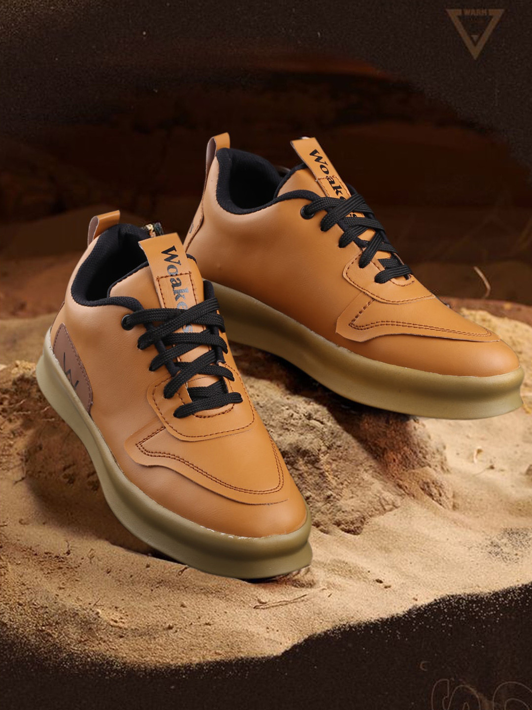 

Woakers Men Tan Solid Sneakers
