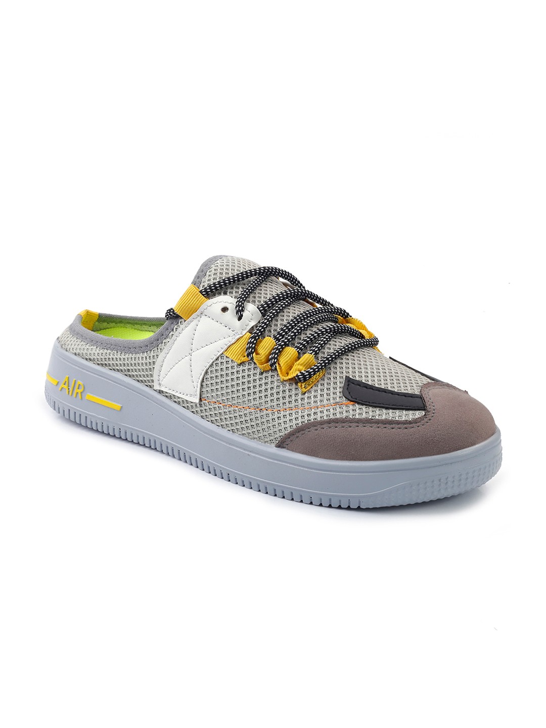 

Woakers Men Grey Woven Design Mule Sneakers