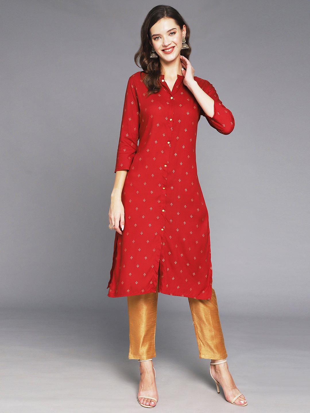 

Anubhutee Women Red Ethnic Motifs Printed Kurta