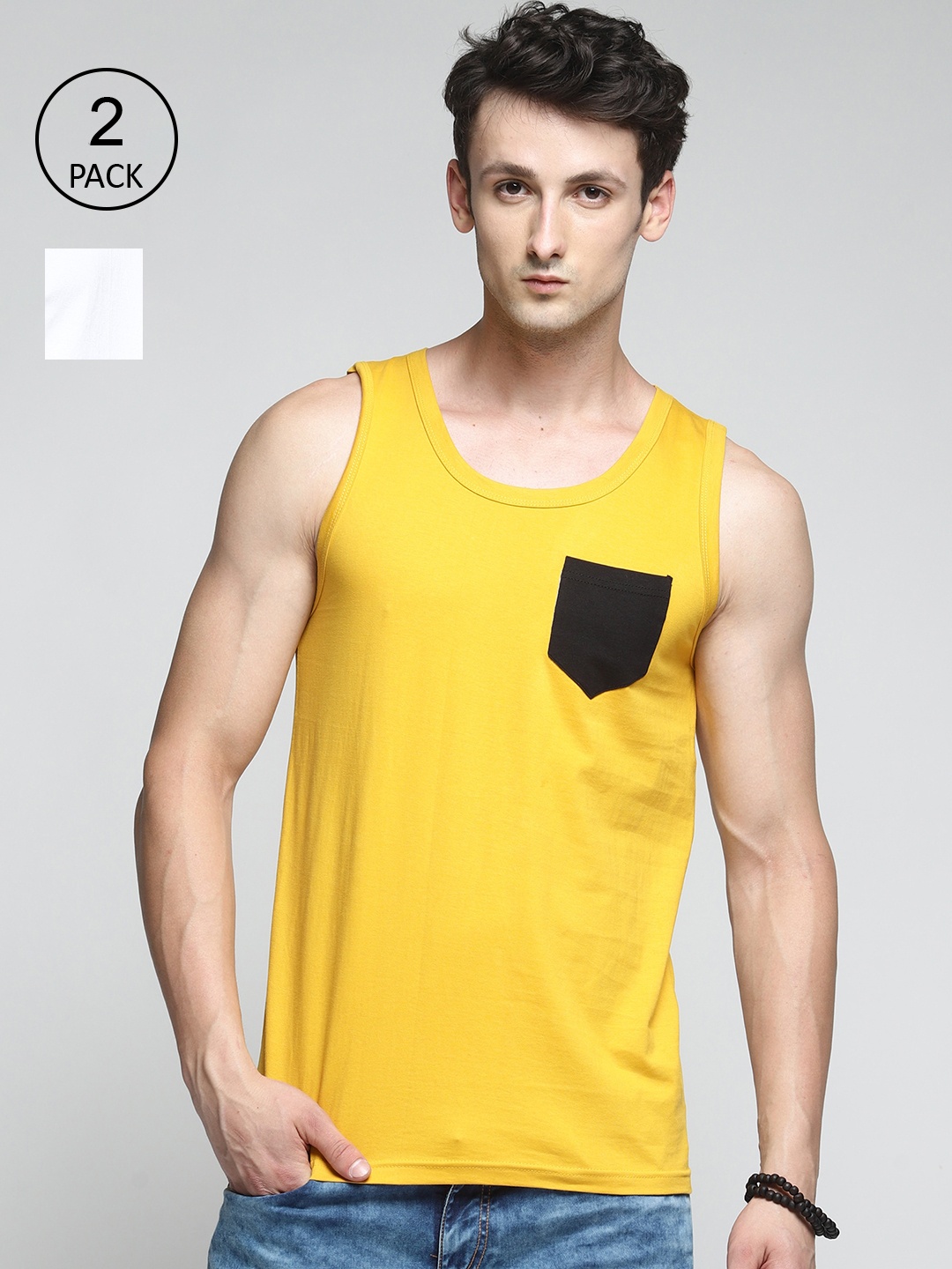 

Trends Tower Men Pack Of 2 Solid Cotton Innerwear Vests, White