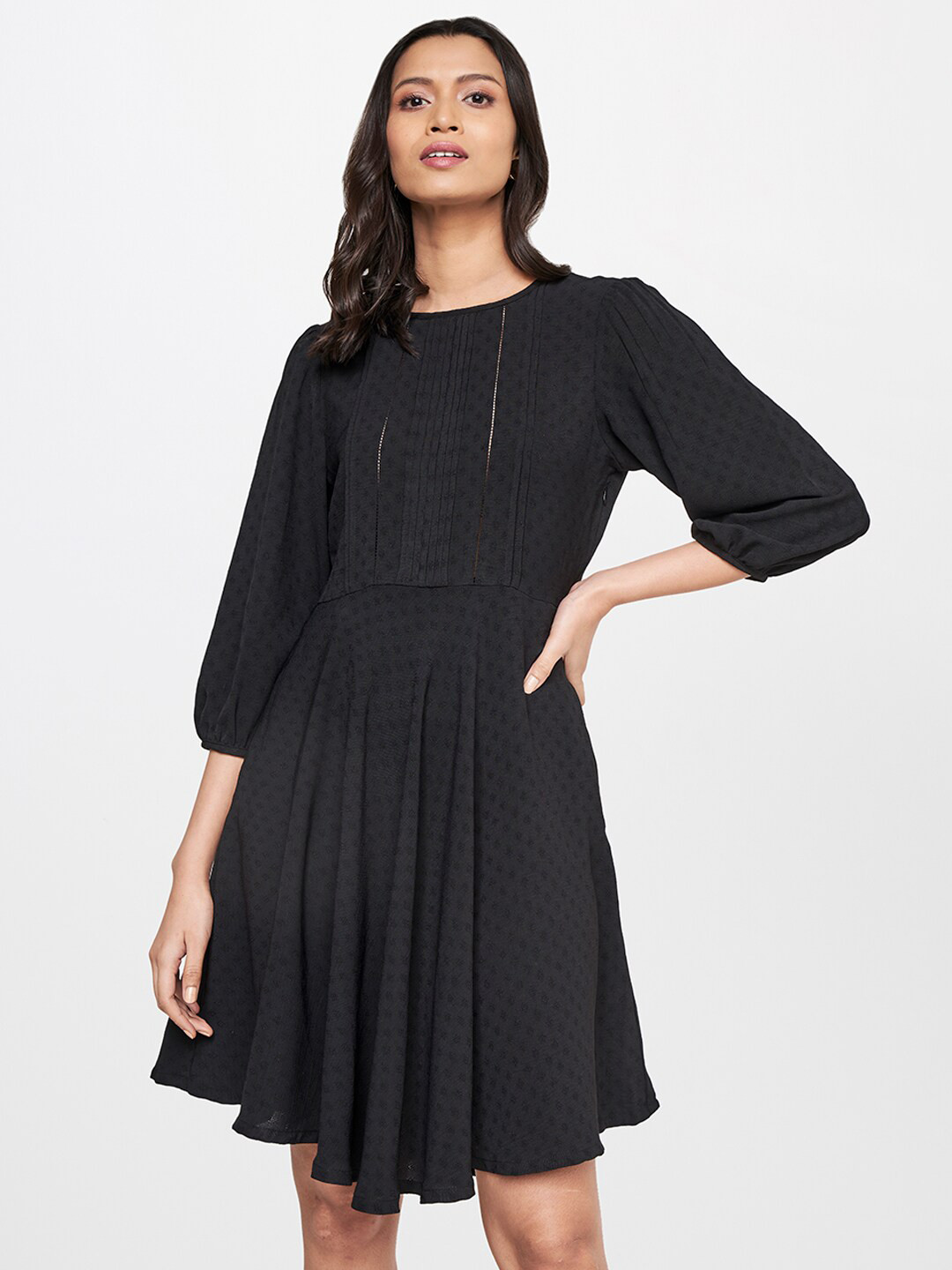 

AND Black Fit & Flare Polka Dot Dress