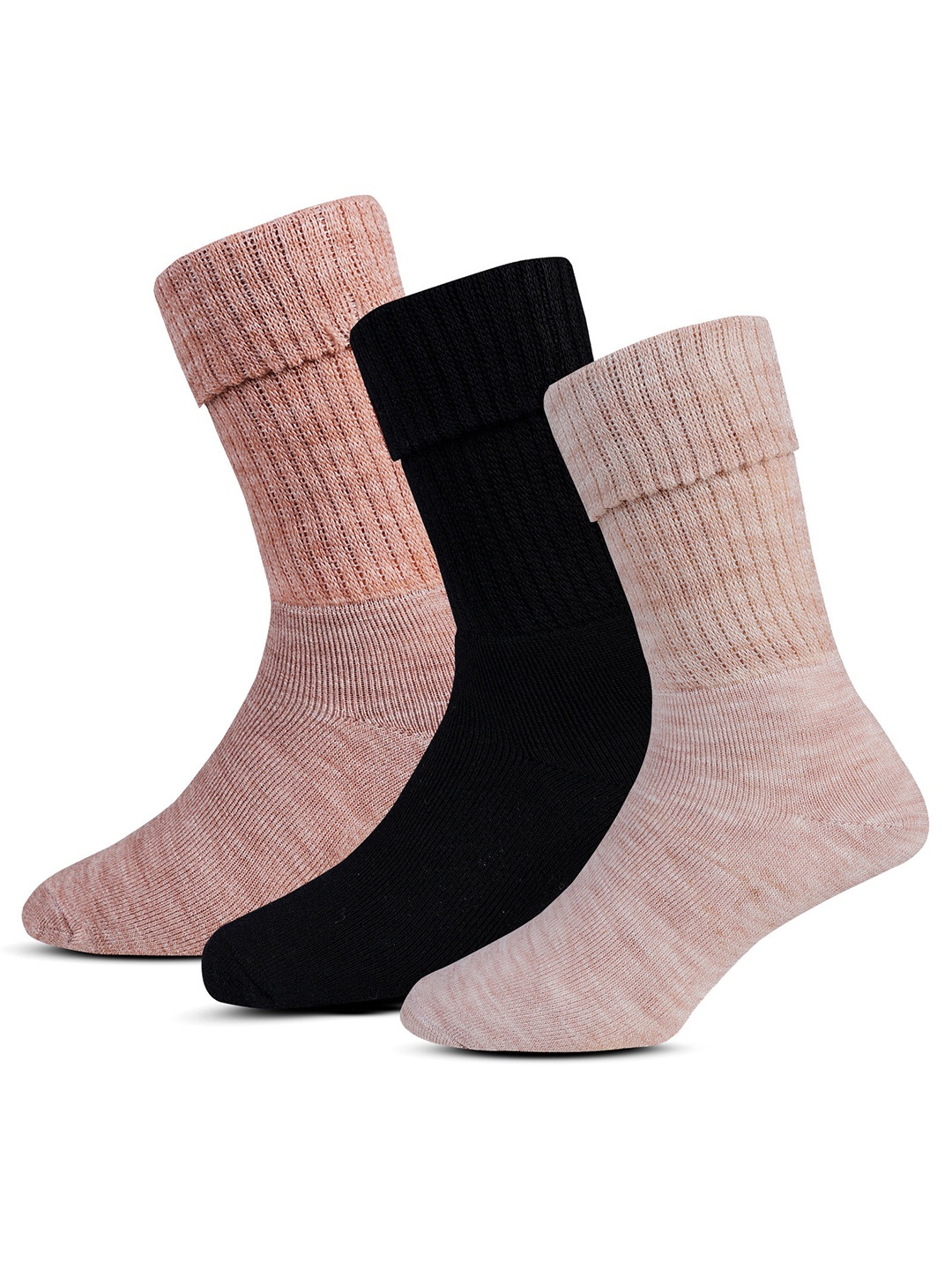 

RC. ROYAL CLASS Women Pack Of 3 Solid Woolen Socks, Black