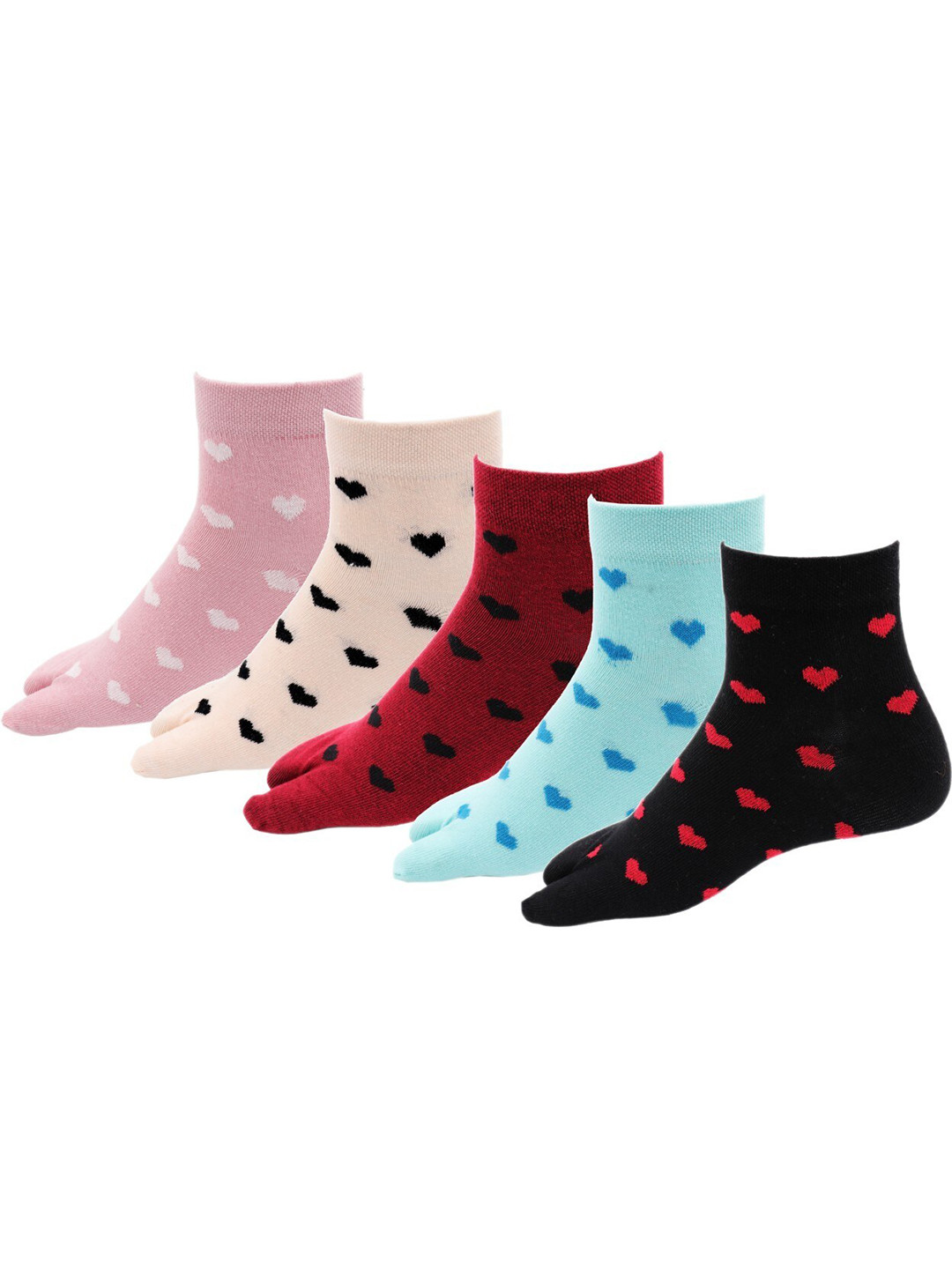 

RC. ROYAL CLASS Women Pack Of 5 Patterned Ankle Length Cotton Socks, Pink