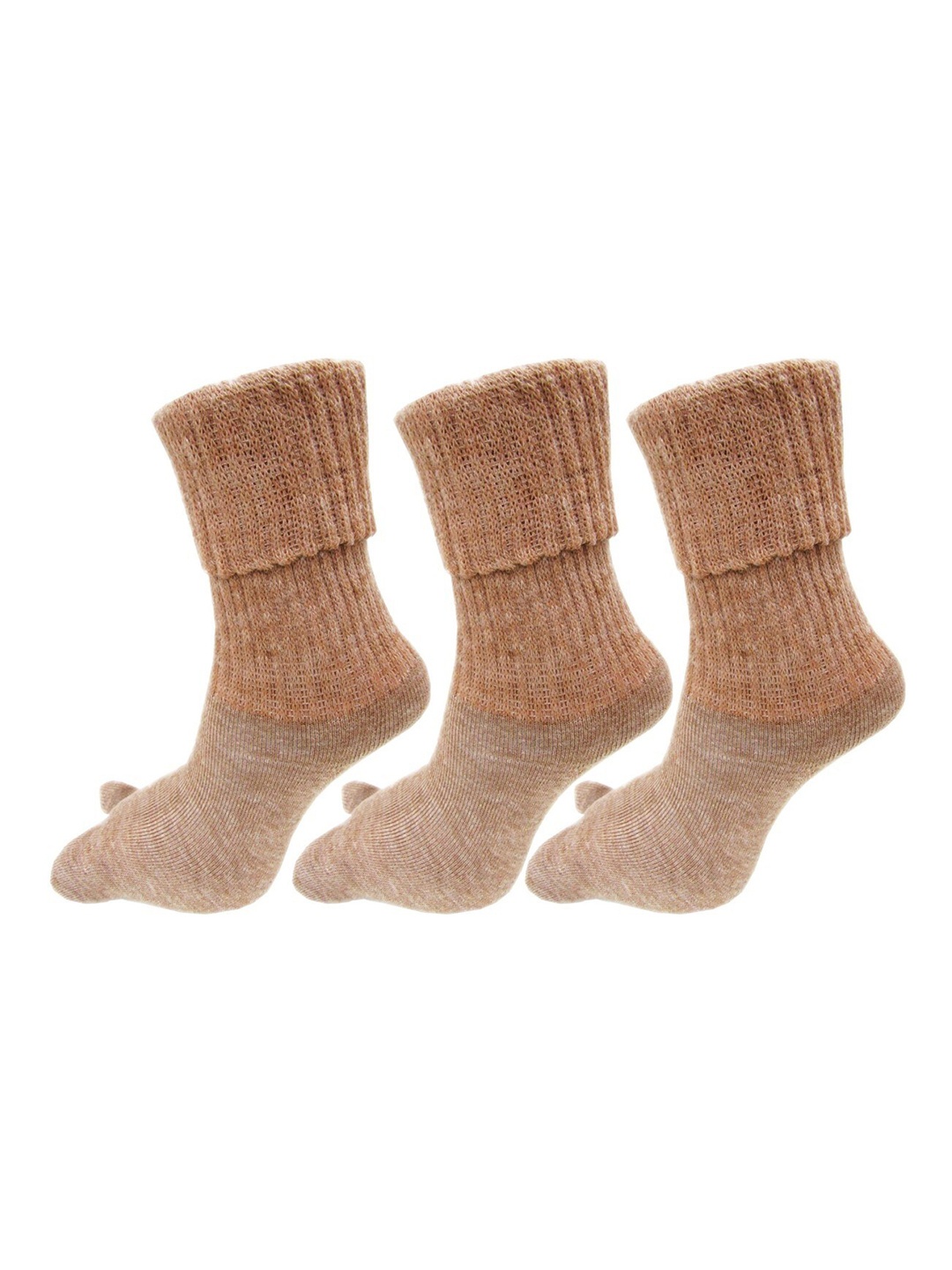 

RC. ROYAL CLASS Women Pack Of 3 Beige & Brown Patterned Woollen Calf-Length Socks