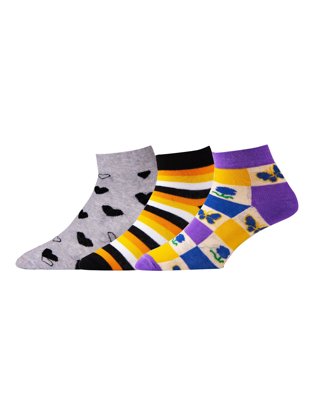

RC. ROYAL CLASS Women Pack Of 3 Printed Ankle Length Socks, Grey