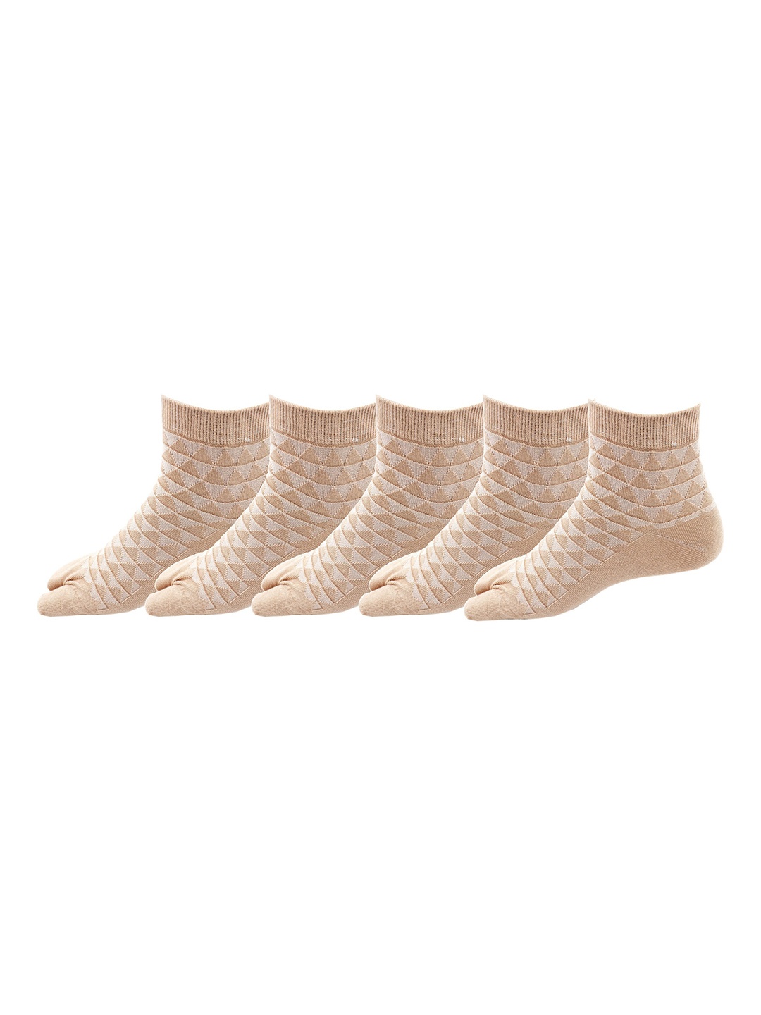 

RC. ROYAL CLASS Women Pack Of 5 Beige Patterned Ankle Length Cotton Socks