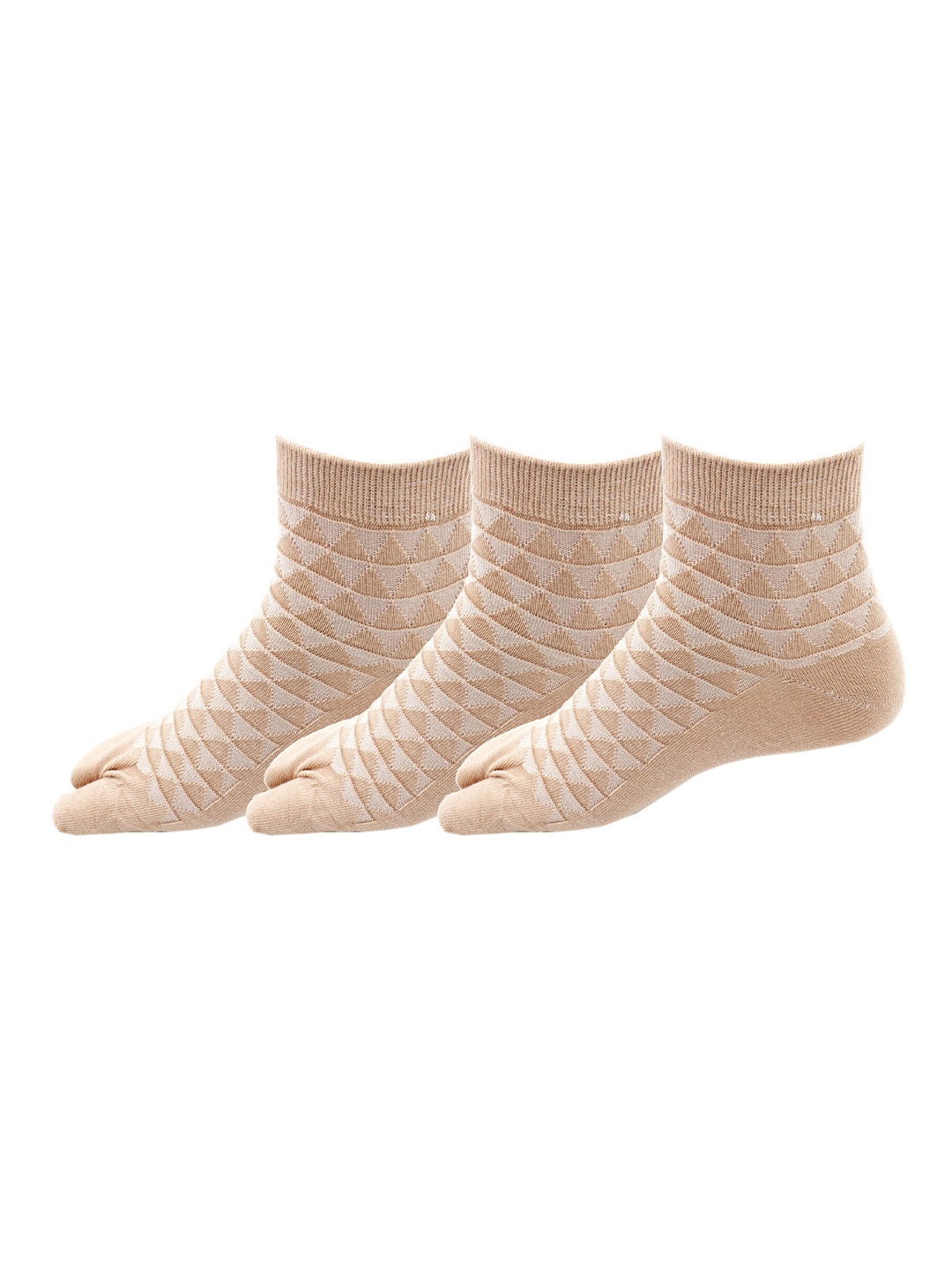 

RC. ROYAL CLASS Women Pack Of 3 Beige Patterned Ankle Length Cotton Socks