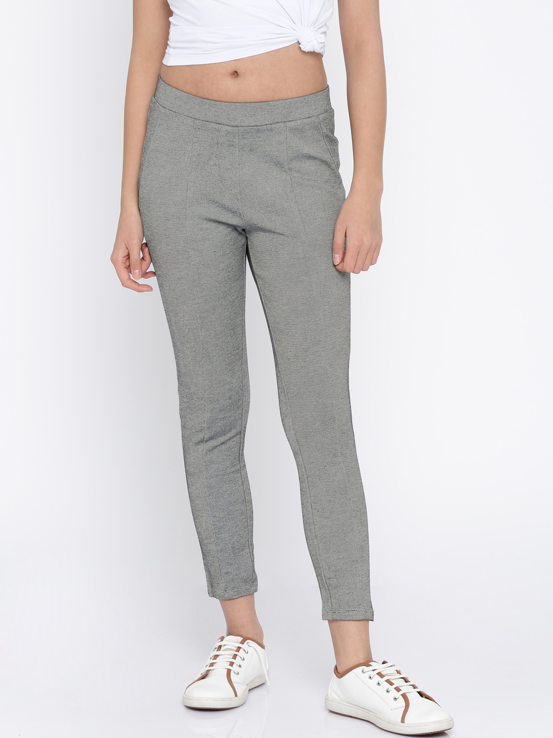 

Annabelle by Pantaloons Women Grey Slim Fit Self Design Tregging