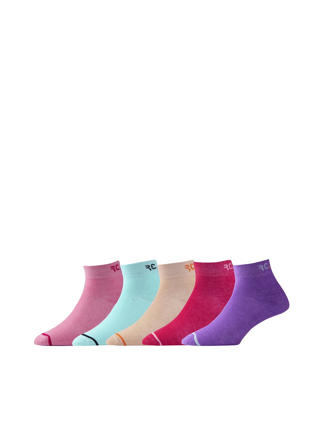 

RC. ROYAL CLASS Women Pack Of 5 Solid Ankle Length Cotton Socks, Pink