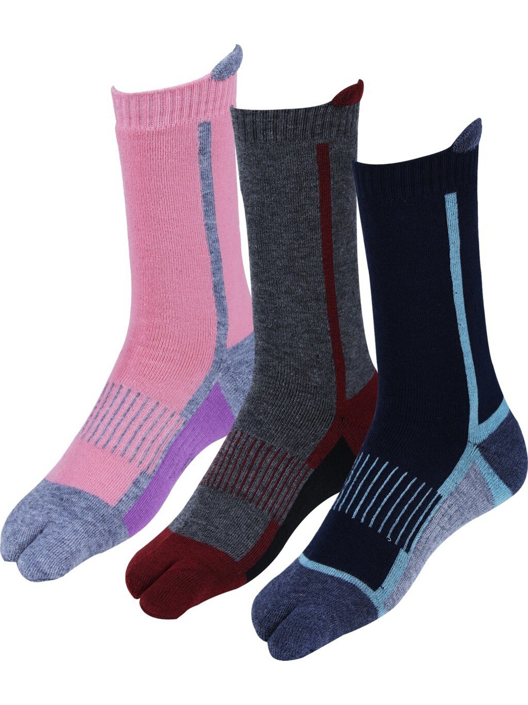 

RC. ROYAL CLASS Women Pack Of 3 Patterned Calf-Length Socks, Pink