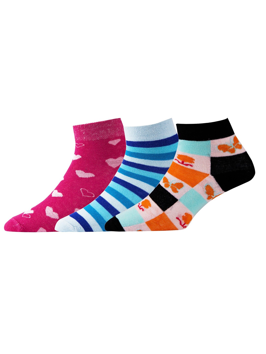 

RC. ROYAL CLASS Women Pack Of 3 Patterned Cotton Ankle-Length Socks, Pink