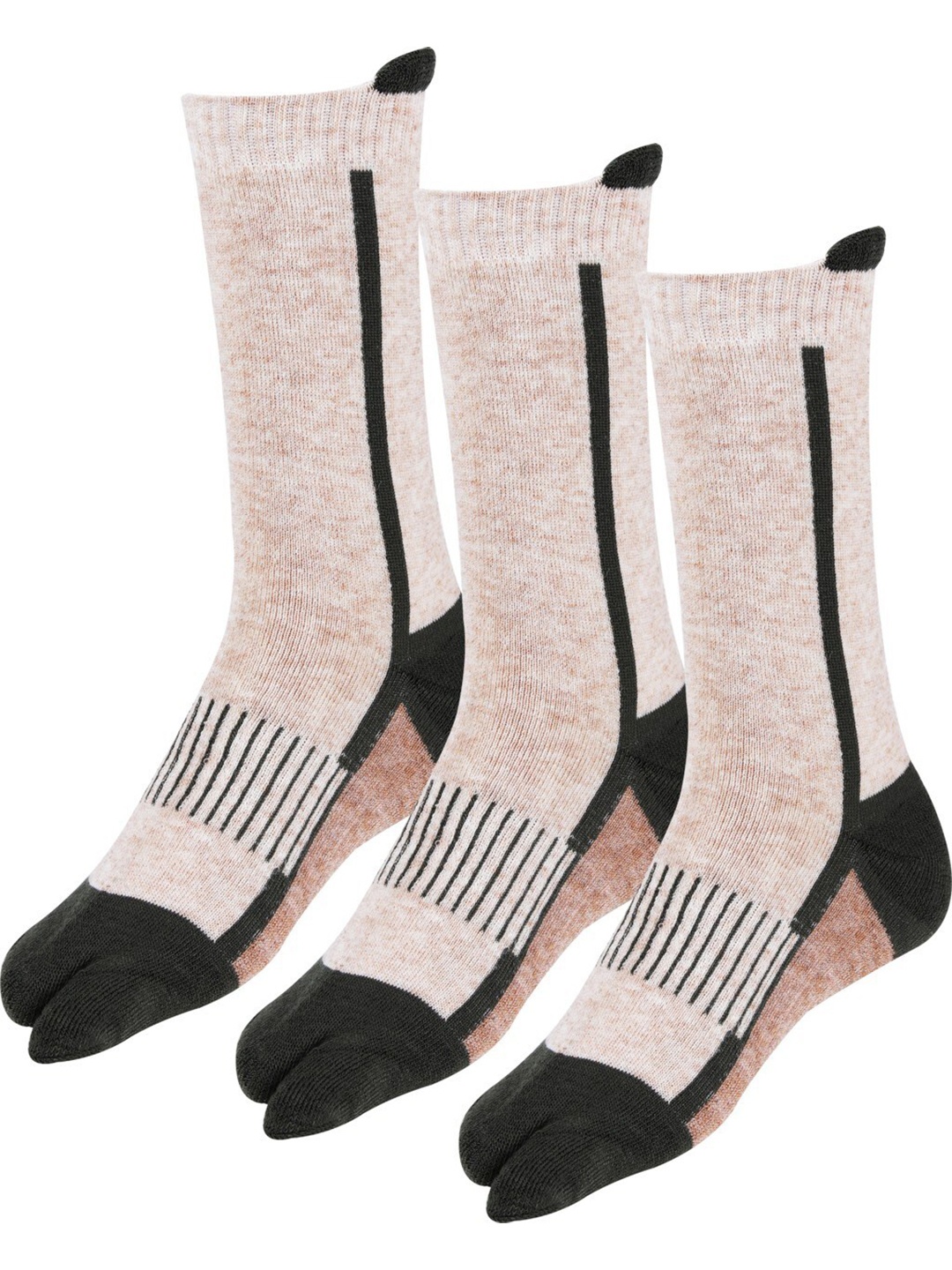 

RC. ROYAL CLASS Women Pack Of 3 Beige Patterned Calf Length Socks