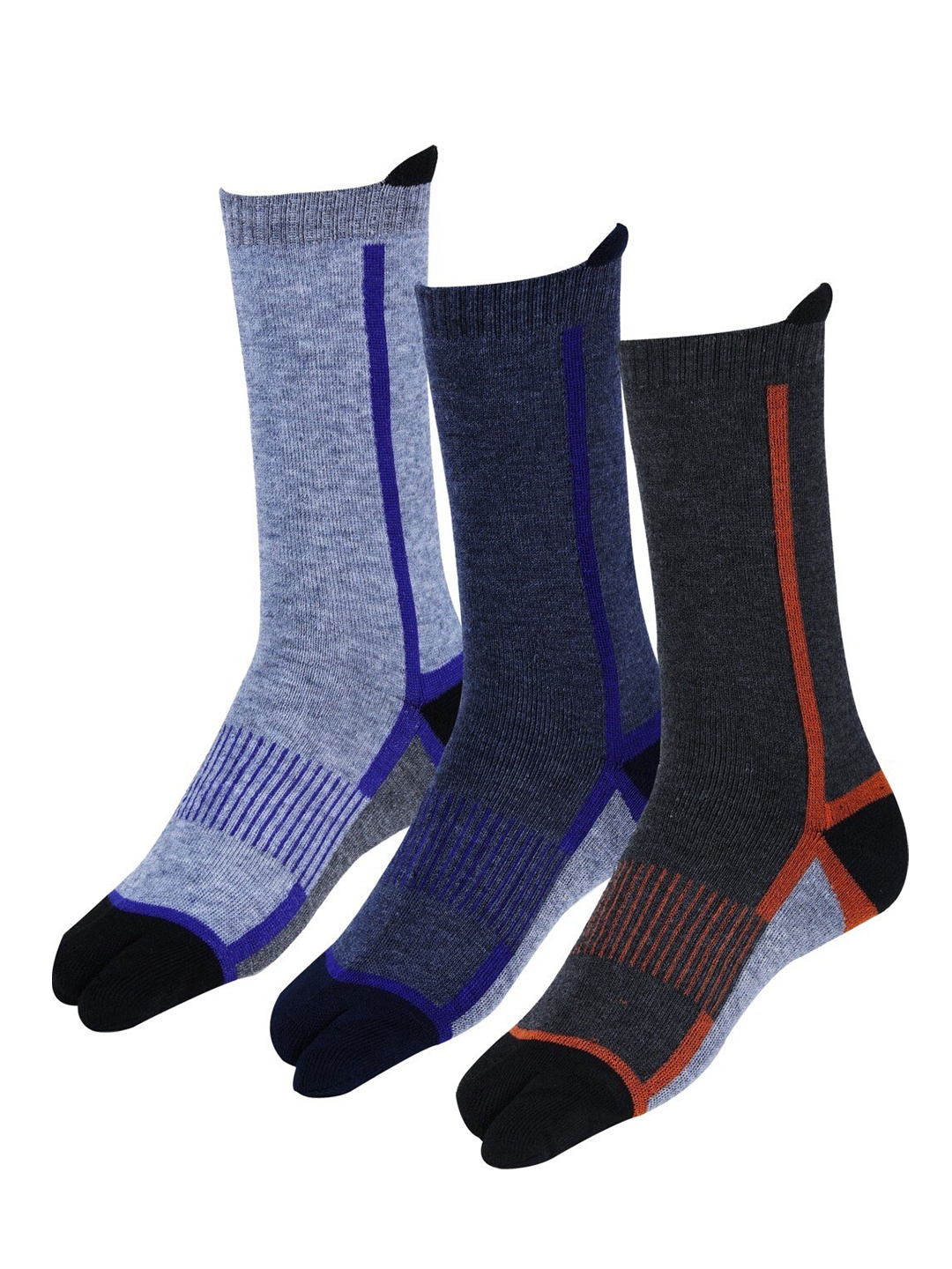 

RC. ROYAL CLASS Women Pack Of 3 Patterned Calf-Length Socks, Blue
