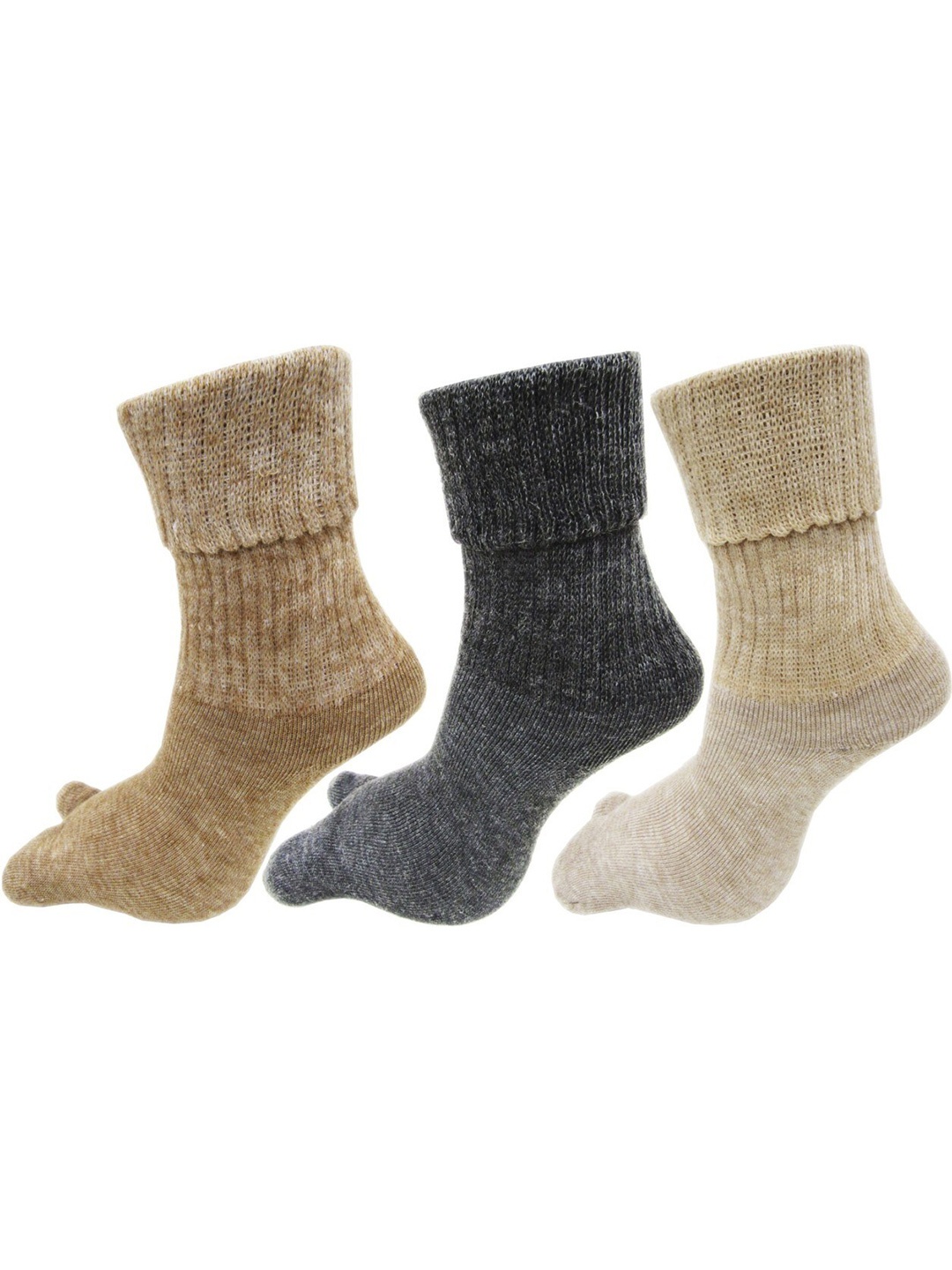 

RC. ROYAL CLASS Women Pack Of 3 Solid Calf Length Woolen Socks, Beige